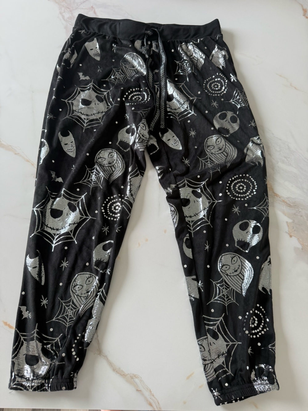 Black Metallic Silver Halloween Lounge Pants - Picture 1 of 1